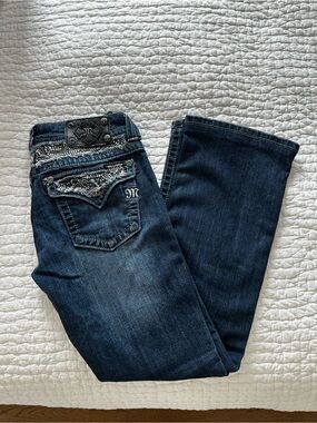 MISS ME Dark Blue Embellished Boot Cut Jeans